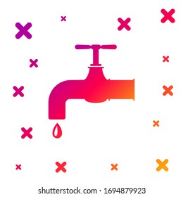 Golpea de agua color con un icono de gota de agua que cae aislado en fondo blanco. Formas dinámicas aleatorias degradadas. Ilustración vectorial