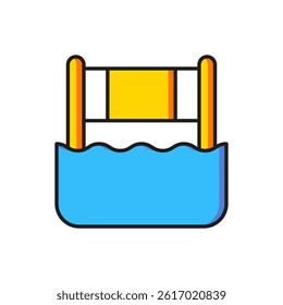 Color Water volleyball net icon isolated on white background. Flat filled outline style with shadow. Vector