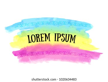 Color watercolor banner for websites and printing. You can use it for invitations, postcards, ads. Vector illustration.