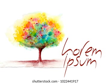Color watercolor banner for websites and printing. You can use it for invitations, postcards, ads. Vector illustration.