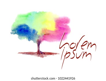 Color watercolor banner for websites and printing. You can use it for invitations, postcards, ads. Vector illustration.