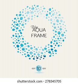 Color watercolor frame on textural background. Template for design postcards, posters and booklets. Blue tone.
