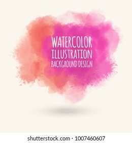 Color watercolor hand drawn isolated wash spot on white background for text design, web. Abstract colour brush paint paper grain texture. Sample element for wallpaper, label. Vector illustration.