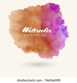 Color watercolor hand drawn isolated wash spot on white background for text design, web. Abstract cold colour brush paint paper grain texture. Sample element for wallpaper, label. Vector illustration.
