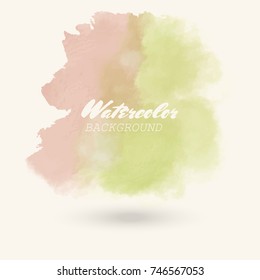 Color watercolor hand drawn isolated wash spot on white background for text design, web. Abstract cold colour brush paint paper grain texture. Sample element for wallpaper, label. Vector illustration.