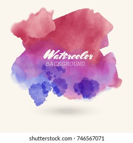 Color watercolor hand drawn isolated wash spot on white background for text design, web. Abstract cold colour brush paint paper grain texture. Sample element for wallpaper, label. Vector illustration.
