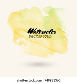 Color watercolor hand drawn isolated wash spot on white background for text design, web. Abstract cold colour brush paint paper grain texture. Sample element for wallpaper, label. Vector illustration.