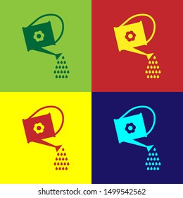 Color Watering can icon isolated on color background. Irrigation symbol.  Vector Illustration