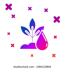 Color Watering plant icon isolated on white background. Seed and seedling. Irrigation symbol. Leaf nature. Gradient random dynamic shapes. Vector Illustration
