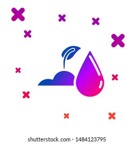 Color Watering sprout icon isolated on white background. Seed and seedling. Irrigation symbol. Leaf nature. Gradient random dynamic shapes. Vector Illustration