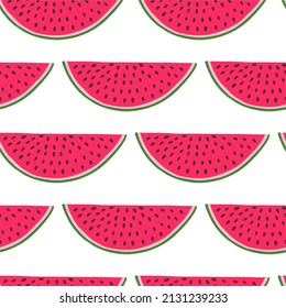 Color watermelon slice isolated on white background vector illustration