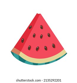 Color watermelon slice isolated on white background vector illustration. Modern watermelon, great design for any purposes. Flat design vector illustration. Flat line isolated vector illustration.