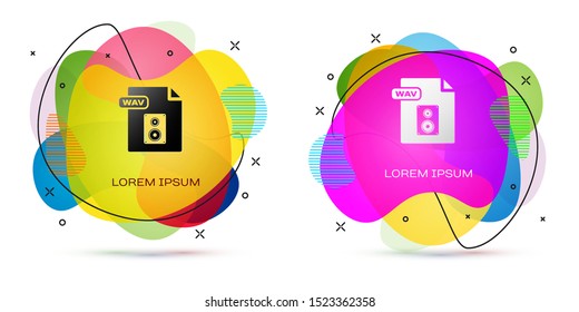 Color WAV file document. Download wav button icon isolated on white background. WAV waveform audio file format for digital audio riff files. Abstract banner with liquid shapes. Vector Illustration