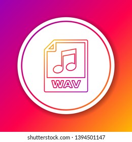 Color WAV file document icon. Download wav button line icon isolated on color background. WAV waveform audio file format for digital audio riff files. Circle white button. Vector Illustration