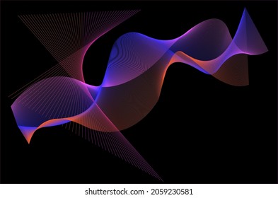 color wave abstract background, black background abstract