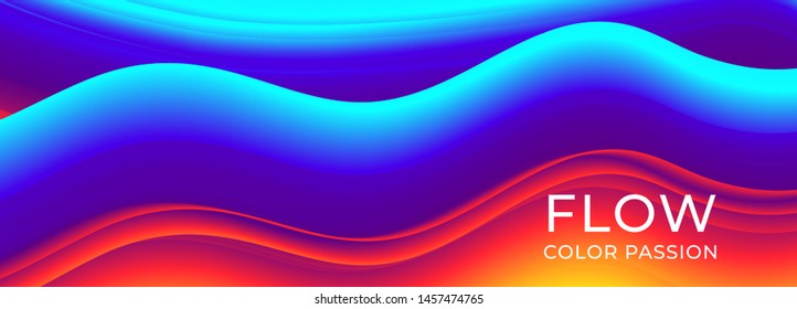 Color wave flow background. Abstract liquid colour motion with a fluid lines and a smooth gradient. Eps10