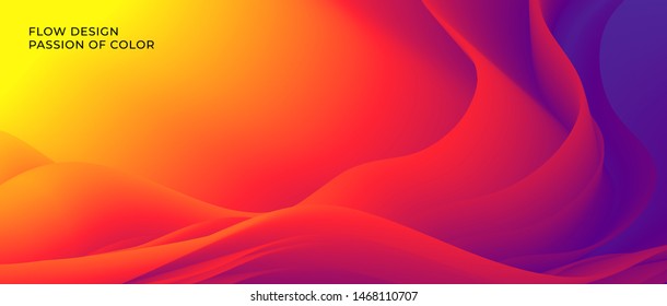 Color wave flow red background. Abstract liquid colour motion with a fluid lines and a smooth gradient. Eps10