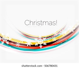 Color wave line with snowflakes, winter vector business background template