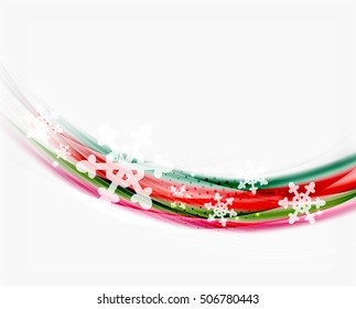 Color wave line with snowflakes, winter vector business background template