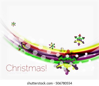 Color wave line with snowflakes, winter vector business background template