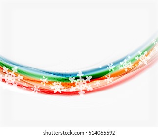Color wave line with snowflakes, winter vector business background template