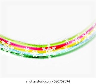 Color wave line with snowflakes, winter vector business background template