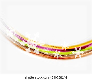 Color wave line with snowflakes, winter vector business background template