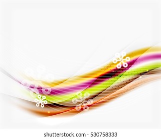 Color wave line with snowflakes, winter vector business background template