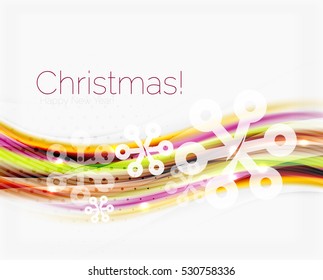 Color wave line with snowflakes, winter vector business background template