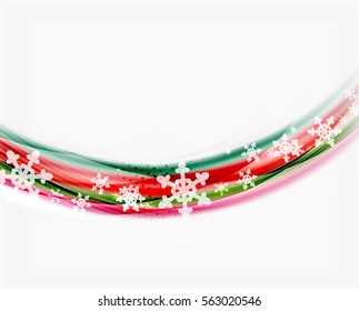 Color wave line with snowflakes, winter vector business background template
