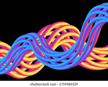Color wave on a black background. wavy liquid wave. Abstract vector background