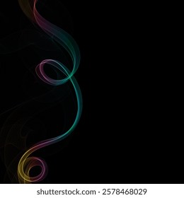 Color wave on a black background. Abstract vector pattern.