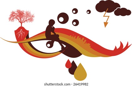 Color wave on white background