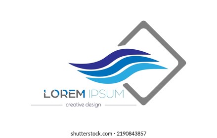 Farbwelle und Quadrat. Abstrakte Logo-Vorlage. Einfaches Design