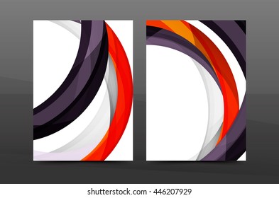 Color waves abstract background geometric A4 business print template. Brochure or annual report cover, vector business flyer layout, geometric abstract poster, identity illustration
