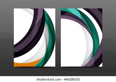 Color waves abstract background geometric A4 business print template. Brochure or annual report cover, vector business flyer layout, geometric abstract poster, identity illustration