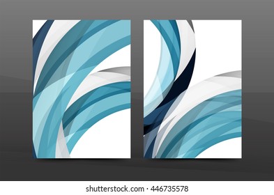 Plantilla de impresión empresarial A4 de fondo abstracto con ondas de color. Portada del informe anual o folleto, diseño del volante del negocio vectorial, póster abstracto geométrico, ilustración de identidad