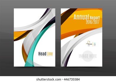 Color waves abstract background geometric A4 business print template. Brochure or annual report cover, vector business flyer layout, geometric abstract poster, identity illustration