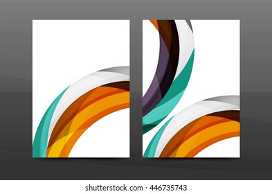 Color waves abstract background geometric A4 business print template. Brochure or annual report cover, vector business flyer layout, geometric abstract poster, identity illustration