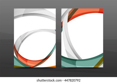 Plantilla de impresión empresarial A4 de fondo abstracto con ondas de color. Portada de folletos o informes anuales, disposición del volante de actividades vectoriales, afiche abstracto geométrico, ilustración de identidad