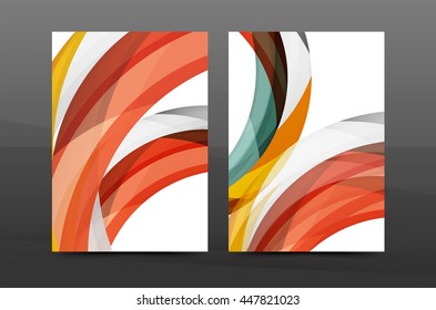 Color waves abstract background geometric A4 business print template. Brochure or annual report cover, vector business flyer layout, geometric abstract poster, identity illustration