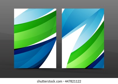 Color waves abstract background geometric A4 business print template. Brochure or annual report cover, vector business flyer layout, geometric abstract poster, identity illustration