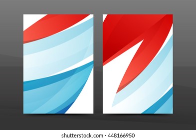 Farbwellen abstrakter Hintergrund geometrische A4-Vorlage für den Geschäftsdruck. Broschüre oder Titelblatt des Jahresberichts, Layout des Vektorgeschäftes, abstraktes geometrisches Poster, Identitätsgrafik