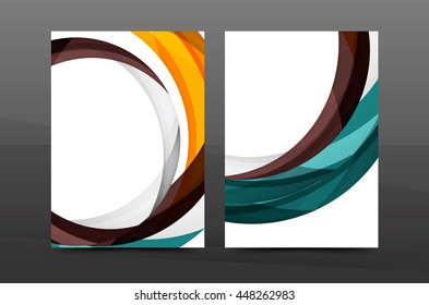 Color waves abstract background geometric A4 business print template. Brochure or annual report cover, vector business flyer layout, geometric abstract poster, identity illustration