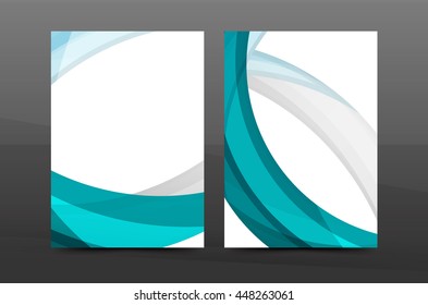 Color waves abstract background geometric A4 business print template. Brochure or annual report cover, vector business flyer layout, geometric abstract poster, identity illustration