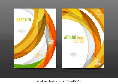 Color waves abstract background geometric A4 business print template. Brochure or annual report cover, vector business flyer layout, geometric abstract poster, identity illustration