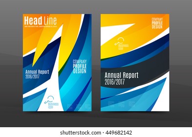 Color waves abstract background geometric A4 business print template. Brochure or annual report cover, vector business flyer layout, geometric abstract poster, identity illustration