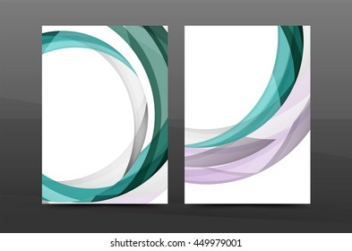 Color waves abstract background geometric A4 business print template. Brochure or annual report cover, vector business flyer layout, geometric abstract poster, identity illustration