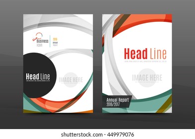 Color waves abstract background geometric A4 business print template. Brochure or annual report cover, vector business flyer layout, geometric abstract poster, identity illustration