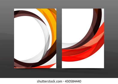 Plantilla de impresión empresarial A4 de fondo abstracto con ondas de color. Portada de folletos o informes anuales, disposición del volante de actividades vectoriales, afiche abstracto geométrico, ilustración de identidad